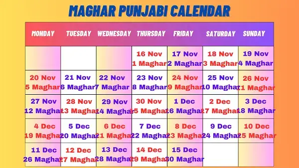 Maghar Calendar